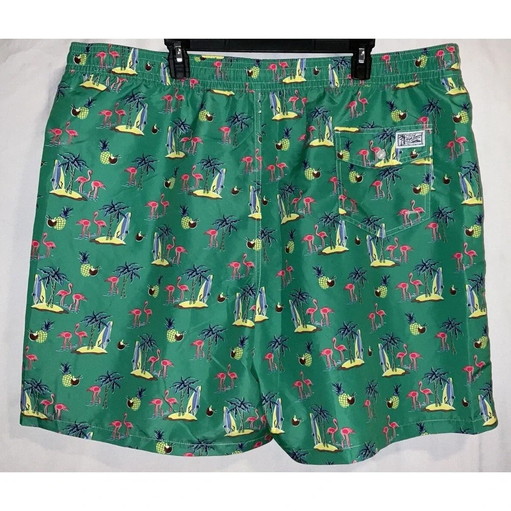 NWT Men's Polo Ralph Lauren Green Tropical Print‎ Lined Swim Trunks 3XLT Tall